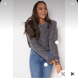 Evereve Kierra Cable Pullover Sweater. Size large.